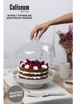 ‎okyanus Home Ocean Home Coliseum White Round Cake with Feet - Cake Dome  - Image 1