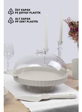 ‎okyanus Home Ocean Home Coliseum White Round Cake with Feet - Cake Dome  - Image 2