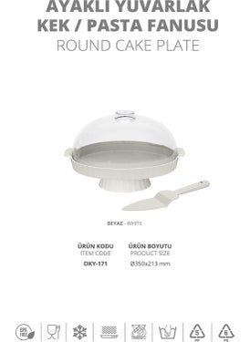 ‎okyanus Home Ocean Home Coliseum White Round Cake with Feet - Cake Dome  - Image 3