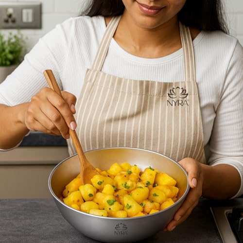 NYRA® Aluminium Kadhai/kadai Without Handle/2 Litre Round Bottom Tasla Kadhai | Aluminium Cookware for Cooking & Boiling - Image 5