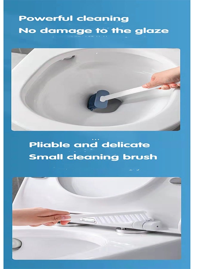 Toilet Brush and Holder Set 2 in 1 Silicone & Antibacterial Bristles Bathroom Cleaning Non Perforated Wall Mounted Toilet Brush,There has a Paster for Easy Hanging- grey - Image 4