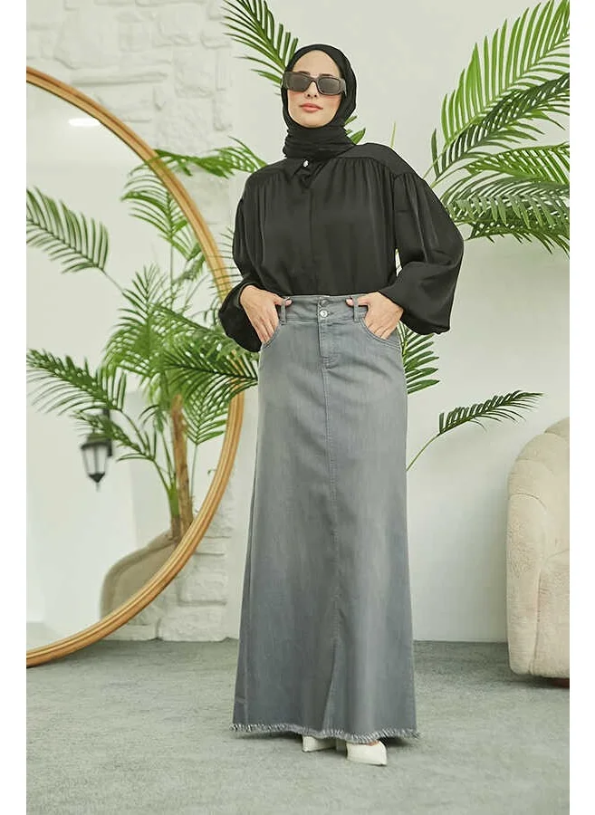 Neways 2252-DENIM Tassel Skirt Gray