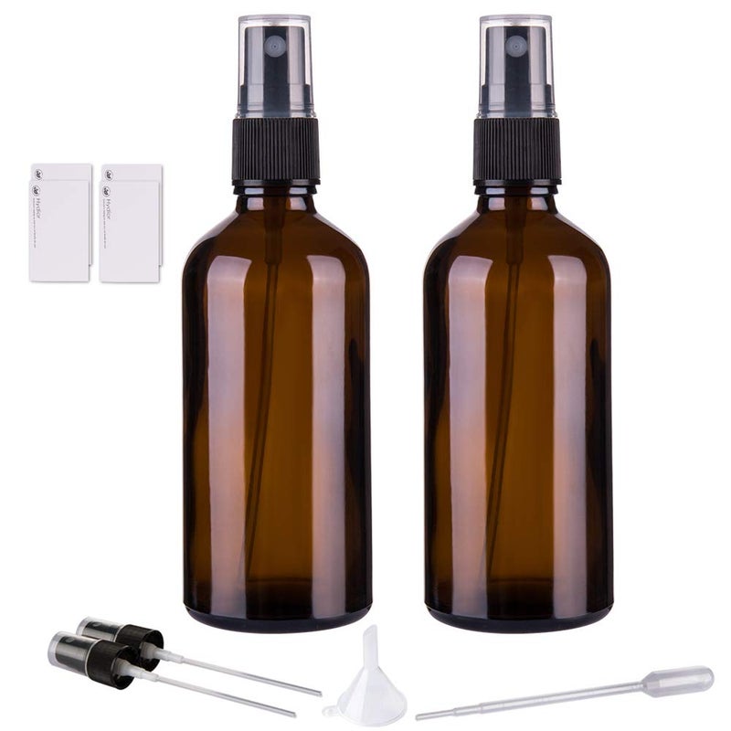 Hydior Amber Glass Spray Bottles for Essential Oils, 4oz Empty Small Fine Mist Spray Bottle 2 Pack - Image 1