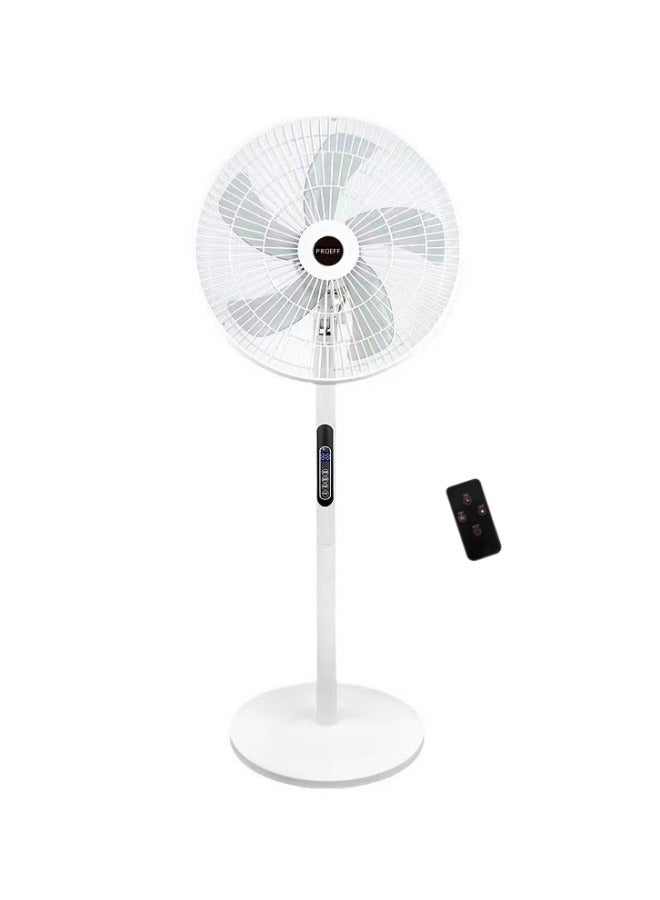 PROEFF Pedestal Stand Fan with Remote Control, 16 inch,  8 Speed Levels, 5 Leaf Blade with 9 Hours Timer, Best for Home & Office White - Image 1