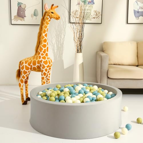 GOGOSO Cream Ball Pit Balls 100 Balls 22 Inch Ball Pool Balls for Baby Fun Toys Different Shaped for Toddler Ball Pit Boys Girl Kids Birthday TentSlides Sage GreenBlue Blend - Image 5