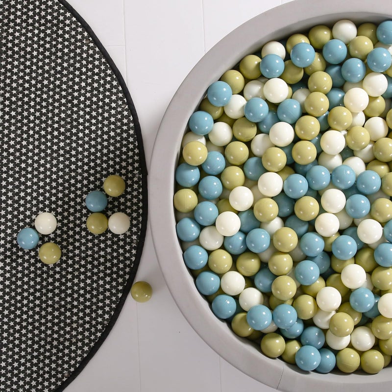 GOGOSO Cream Ball Pit Balls 100 Balls 22 Inch Ball Pool Balls for Baby Fun Toys Different Shaped for Toddler Ball Pit Boys Girl Kids Birthday TentSlides Sage GreenBlue Blend - Image 2