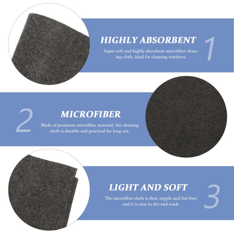 3Pcs Grey Microfiber Cleaning Cloths 30x30cm Streak Free for Glass Mirror Car Kitchen - Image 4