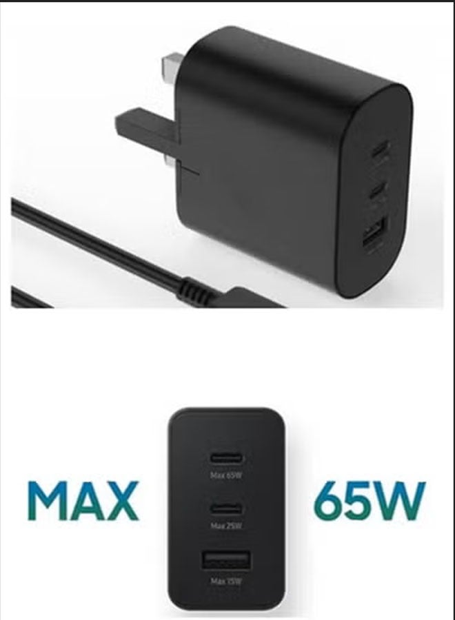 65W 3-Port Super Fast Charging Wall Charger,PD USB C Charger Block,Charger Head with USB Type-C Charging Cable, Adapter Type C Charger Fast Charging for iPhone,iPad, Galaxy,Samsung Galaxy,laptops - Image 3