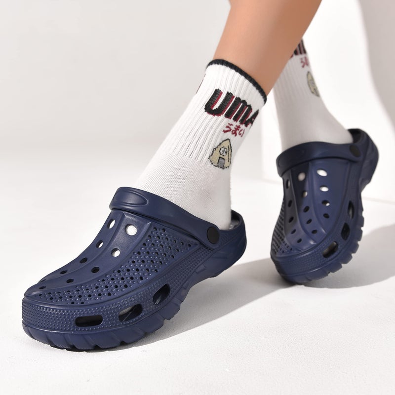 ChayChax Men's and Women's Arch Support Clogs Garden Shoes Slip-on Outdoor Beach Slippers with Removable Cushion Footbed, Navy Camo, 9.5-10.5 Women/8-9 Men - Image 2