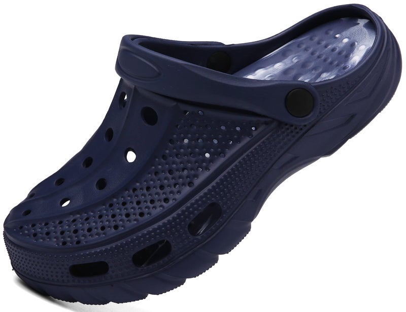 ChayChax Men's and Women's Arch Support Clogs Garden Shoes Slip-on Outdoor Beach Slippers with Removable Cushion Footbed, Navy Camo, 9.5-10.5 Women/8-9 Men - Image 1