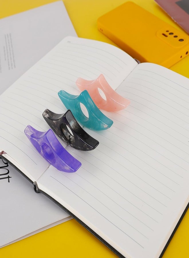 حامل صفحات الكتب Kartterfly Thumb Book Page Holder للقراءة، عبوة من قطعتين، فاصل كتاب على شكل حلقة مرصعة بالنجوم، حامل أصابع للقراءة، هدايا لمحبي الكتب (أخضر، بنفسجي) - Image 3