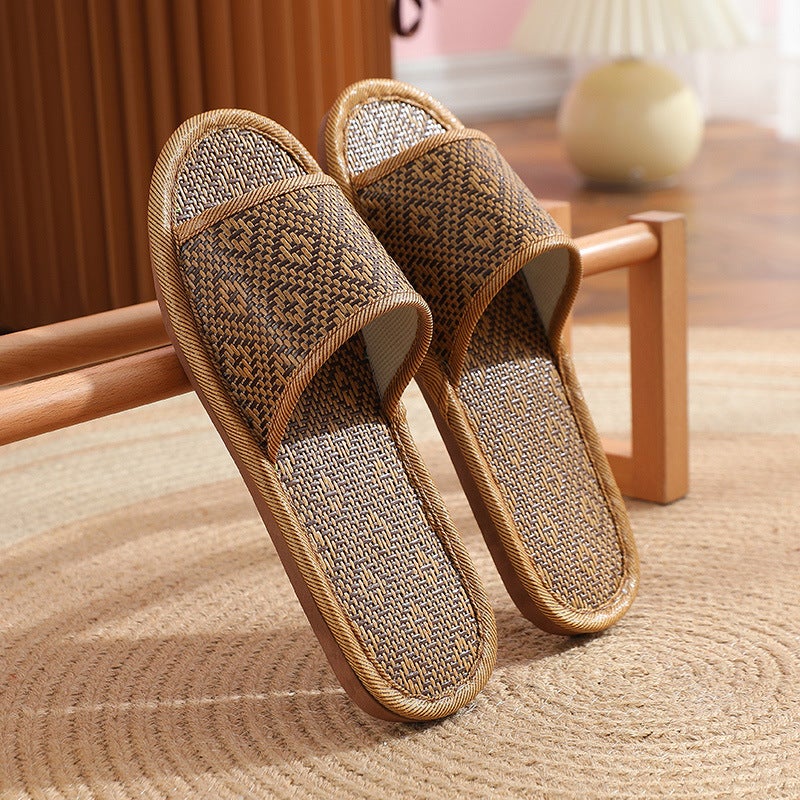 Unisex Summer Linen Slippers Home Indoor Soft Sole Diamond grass (thin) 