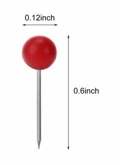 Y&D 500 Pieces Map Tacks, 1/8 Inch Push Pins Plastic Beads Head Stainless Steel Wire for Office Marking, Hanging Pictures, Photos and Documents (Red)  - Image 2
