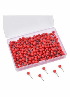 Y&D 500 Pieces Map Tacks, 1/8 Inch Push Pins Plastic Beads Head Stainless Steel Wire for Office Marking, Hanging Pictures, Photos and Documents (Red)  - Image 1