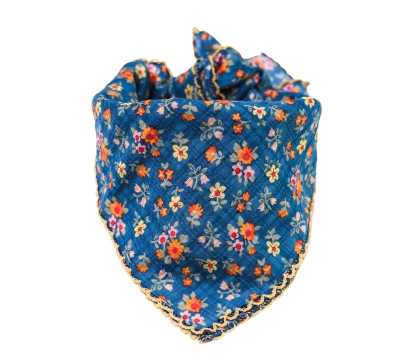 Arumary Soft Cotton & Viscose(Bamboo) Floral Bandanas, Hair wrapper, Headband, Handkerchief, Hair scarf, Neckerchief, 21â€X21â€ (Sky Blue) - Image 1