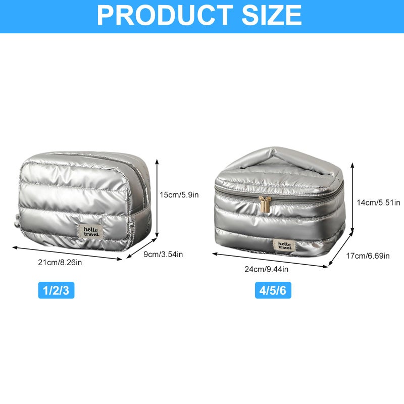 Pearl White Large Cosmetic Bag with Secure Sections Portable Toiletry Case Daily Use - Image 5