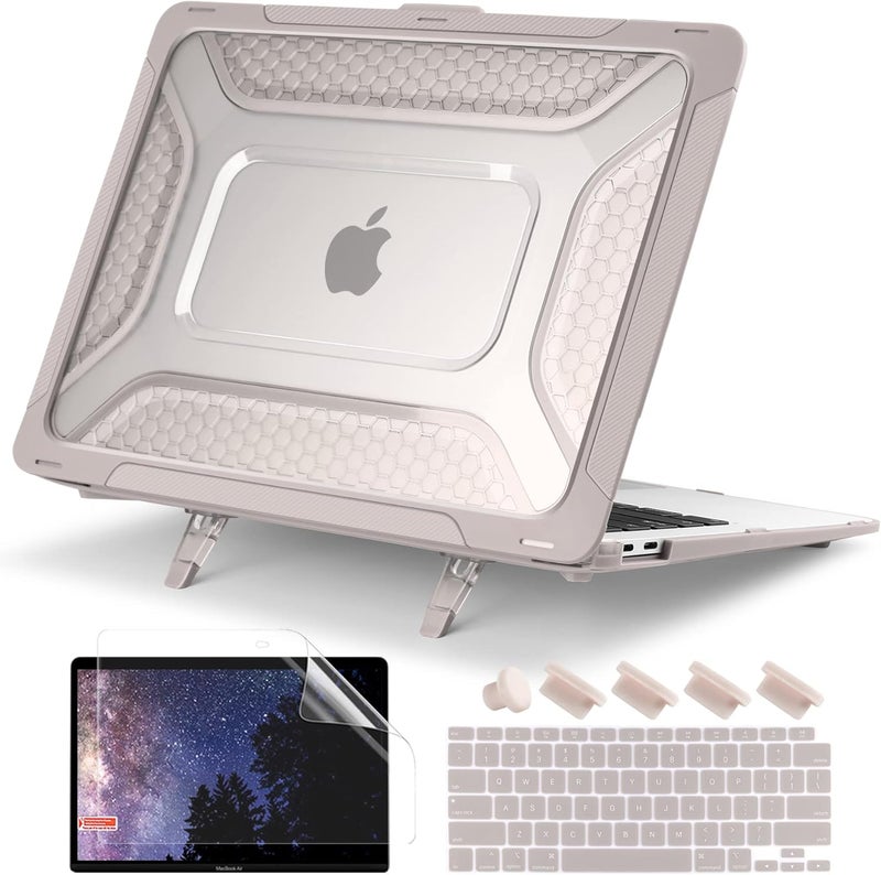 Batianda Extreme Duty Case for MacBook Air 13 inch 2020 2019 A2337 M1 A2179 A1932 Model - Anti-Slip Rubberized Stand (Holds 25lbs) & Honeycomb Exoskeleton - Max Cooling & Stability - Rock Gray - Image 1
