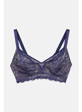 Tchibo Women Non Padded Underwired Lace Soft Bra, Blue  - Image 1