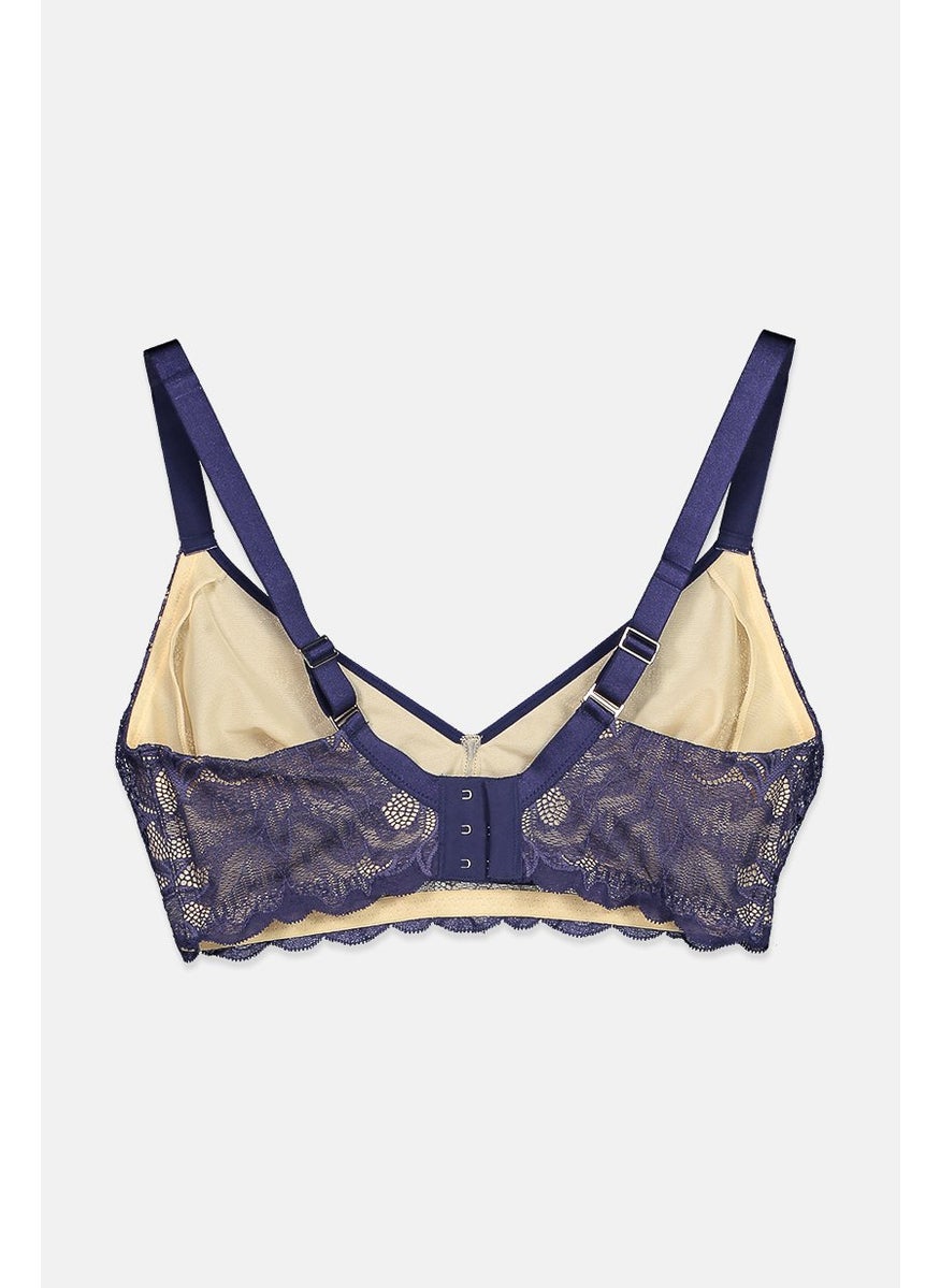 Tchibo Women Non Padded Underwired Lace Soft Bra, Blue  - Image 2