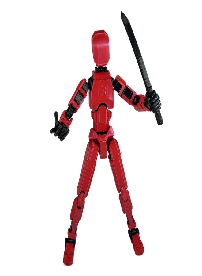 Fully Assembeled | D3craft Dummy 13 Articulated Action Figure | 3D Printed Robot Poseable Toy | 5.4" DIY Collectible Toy | 13 Movable Joints | Made in India (Combo of 2, RED+White) - Image 2