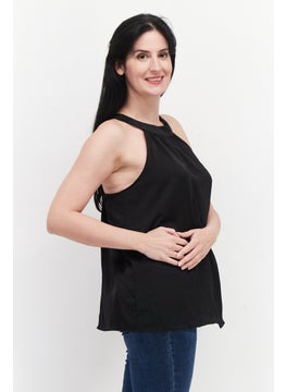 promod Women Scoop Neck Sleeveless Plain Top, Black  - Image 4