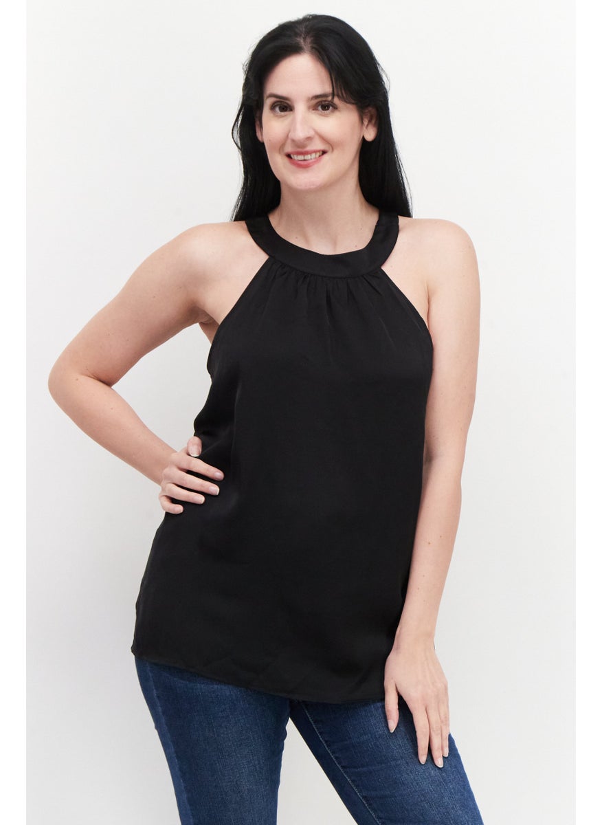 promod - Women Scoop Neck Sleeveless Plain Top, Black - Image 1