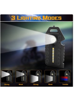 Excefore LED Small Flashlight, 2 Pcs Bright Rechargeable Keychain Flashlights 3 Light Modes Portable Magnetic Pocket Light with Hanging Rope Bottle Opener Window Breaker Whistle for Fishing Camping  - Image 4