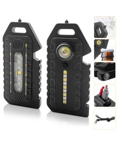 Excefore LED Small Flashlight, 2 Pcs Bright Rechargeable Keychain Flashlights 3 Light Modes Portable Magnetic Pocket Light with Hanging Rope Bottle Opener Window Breaker Whistle for Fishing Camping  - Image 1
