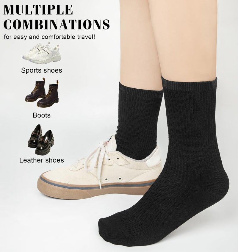 YSense Women's Cotton Crew Socks 6 Pairs, Long Cute Aesthetic Neutral Athletic Boot Socks for Women Stocking Stuffers Gifts - Image 5