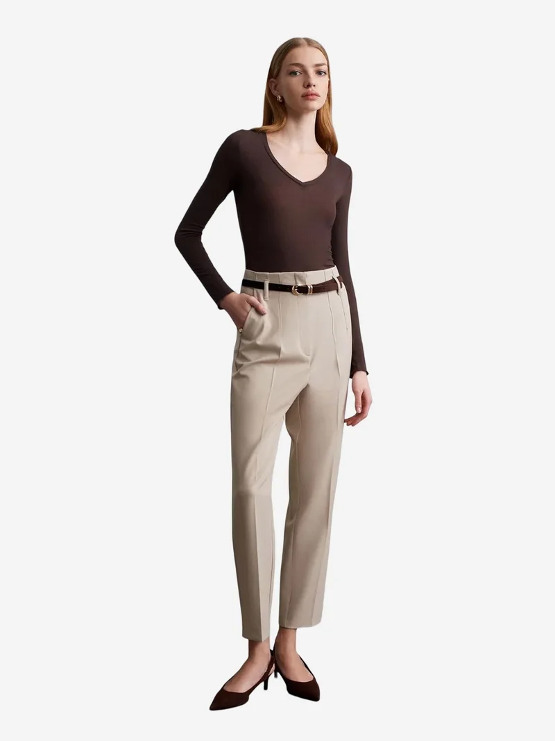 Dilvin DILVIN Slim Fit V-Neck Long Sleeve Top