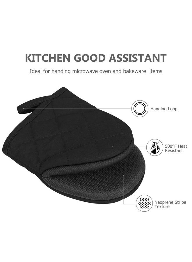 Qulable Qulable 1 Pair Short Oven Mitts - Silicone Kitchen Oven Gloves High Heat Resistant 500℉, Mini Oven Mits with Non-Slip Grip Surfaces and Hanging Loop for BBQ, Baking, Cooking and Grilling (Black) - Image 4