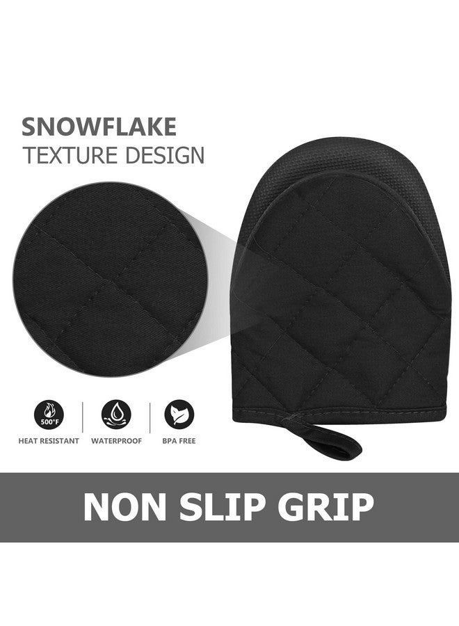 Qulable Qulable 1 Pair Short Oven Mitts - Silicone Kitchen Oven Gloves High Heat Resistant 500℉, Mini Oven Mits with Non-Slip Grip Surfaces and Hanging Loop for BBQ, Baking, Cooking and Grilling (Black) - Image 5