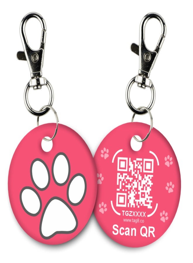 tag8 Smart Pet ID Tag - Anti-Loss NFC & QR Code Tag, Silent Silicone Dog & Cat ID Collar Tag, Digital Pet Profile & Easy Owner Contact - Pink-Pack 1 - Image 1