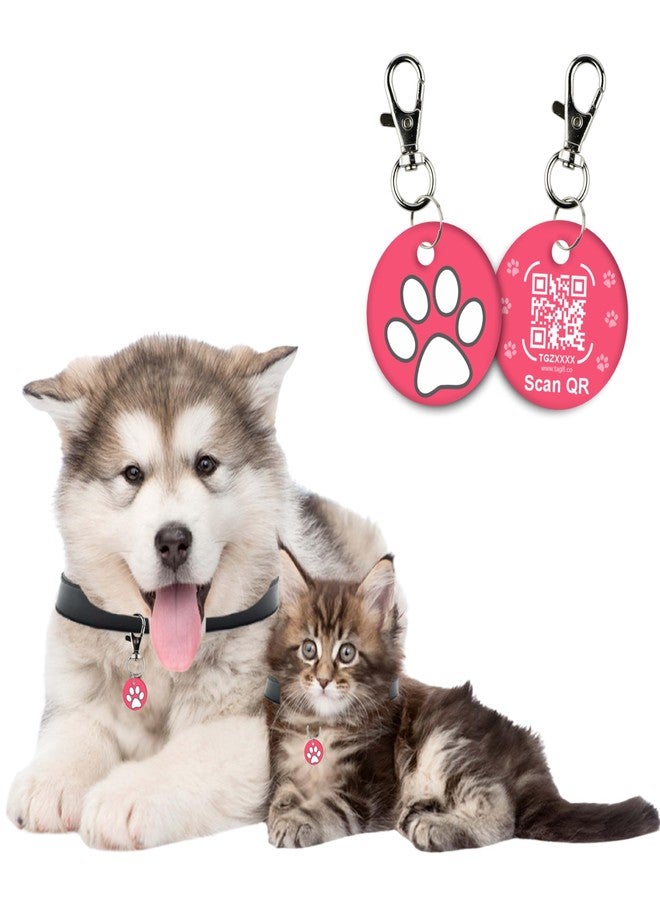 tag8 Smart Pet ID Tag - Anti-Loss NFC & QR Code Tag, Silent Silicone Dog & Cat ID Collar Tag, Digital Pet Profile & Easy Owner Contact - Pink-Pack 1 - Image 2
