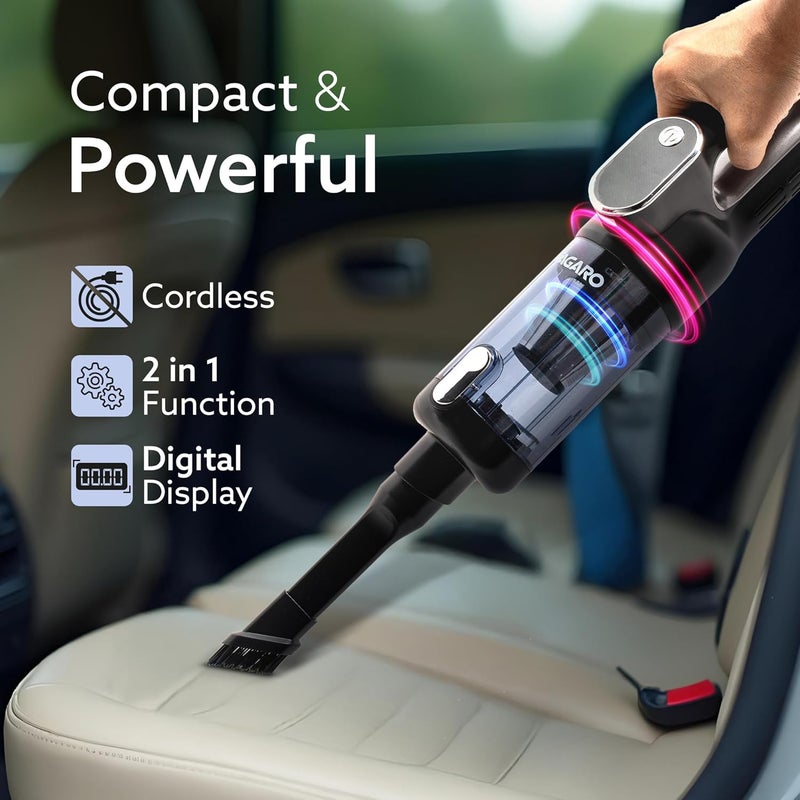 AGARO Car Vacuum Cleaner, Rechargeable Handheld Mini Vacuum with Blower Function, HEPA Filter & Digital Display, Type-C Charging, 7.4V Brushless Motor, 0.3L Dust Cup - Image 2