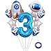 Kawailay Astronaut Rocket 3rd Birthday Party Balloons Jumbo Spaceman Birthday Balloons Outer Space Theme Foil Balloons 32 Inch Blue Number 3 Helium Balloon for Birthday Party - Image 2