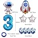 Kawailay Astronaut Rocket 3rd Birthday Party Balloons Jumbo Spaceman Birthday Balloons Outer Space Theme Foil Balloons 32 Inch Blue Number 3 Helium Balloon for Birthday Party - Image 4