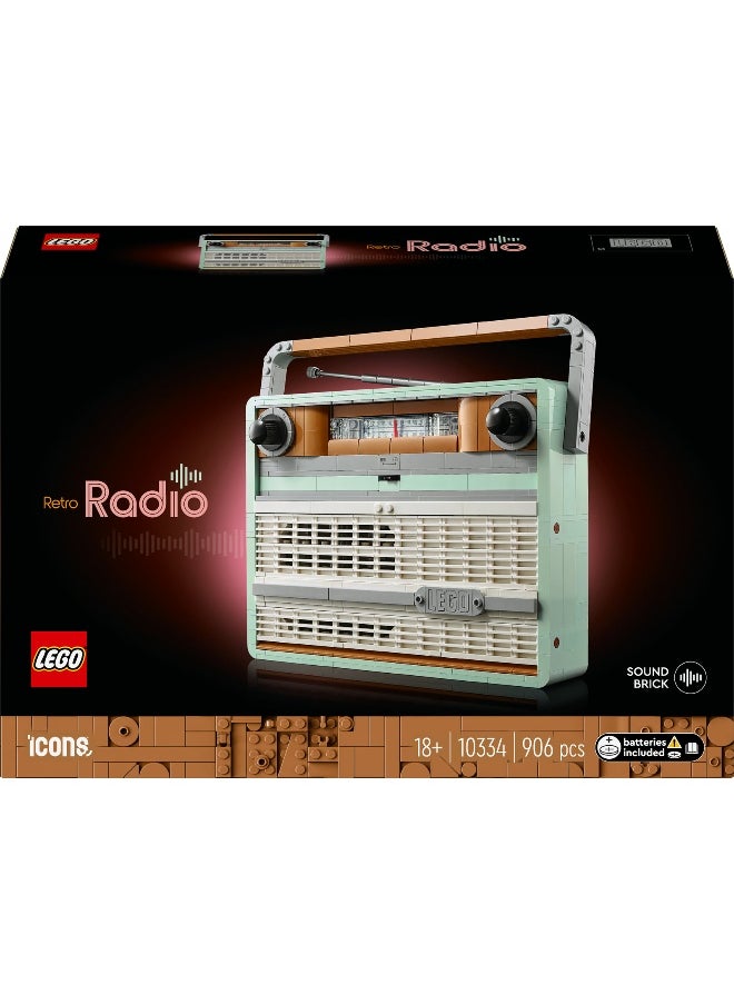 LEGO - LEGO Icons Retro Radio 10334 Building Set (906 Pieces) - Image 1
