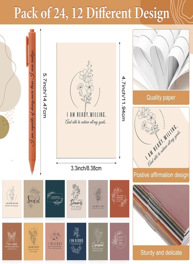 Mooliwe 72 Pcs/24 Set Positive Affirmation Gift Set for Women Gratitude Notebooks with Ballpoint Pens Mini Mirrors Small Bags Motivational Encouragement Notepad for Women Coworkers Adult Party Favor - Image 2