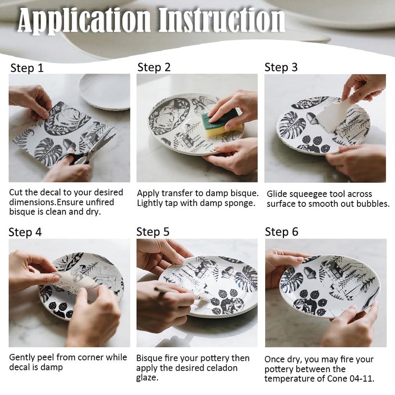 SUPERDANT 4PCS Mountain Scenery Underglaze Paper Transfer Cat Animal Transfer Paper for Clay Ceramic Porcelain Under Glaze Transfers for Pottery Enamel Decals Black Underglaze Decal Papers - Image 4