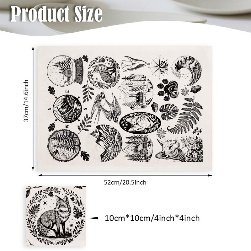 SUPERDANT 4PCS Mountain Scenery Underglaze Paper Transfer Cat Animal Transfer Paper for Clay Ceramic Porcelain Under Glaze Transfers for Pottery Enamel Decals Black Underglaze Decal Papers - Image 2