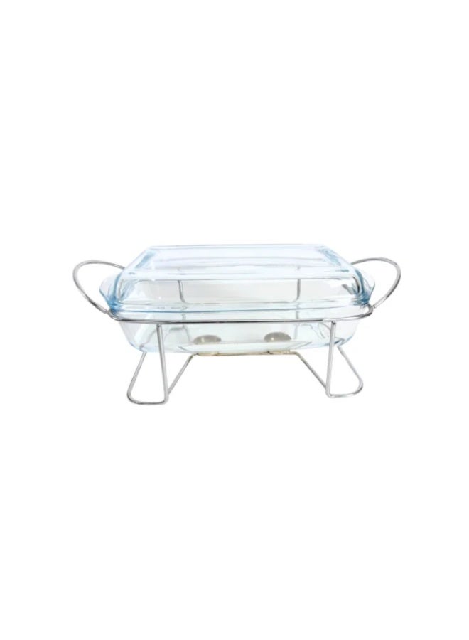 بوركام طاجن بوركام مستطيل زجاجي للفرن مع غطاء وحامل فضي 33.6 × 19 سم – صنع في تركيا - Image 4