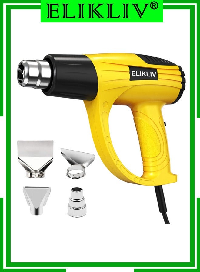 ELIKLIV Heat Gun 2000W, 60℃-600℃ Variable Temperature , Fast Heating 4 Nozzles for Crafts, Shrinking PVC, Stripping Paint - Image 1