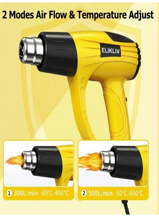 ELIKLIV Heat Gun 2000W, 60℃-600℃ Variable Temperature , Fast Heating 4 Nozzles for Crafts, Shrinking PVC, Stripping Paint - Image 5