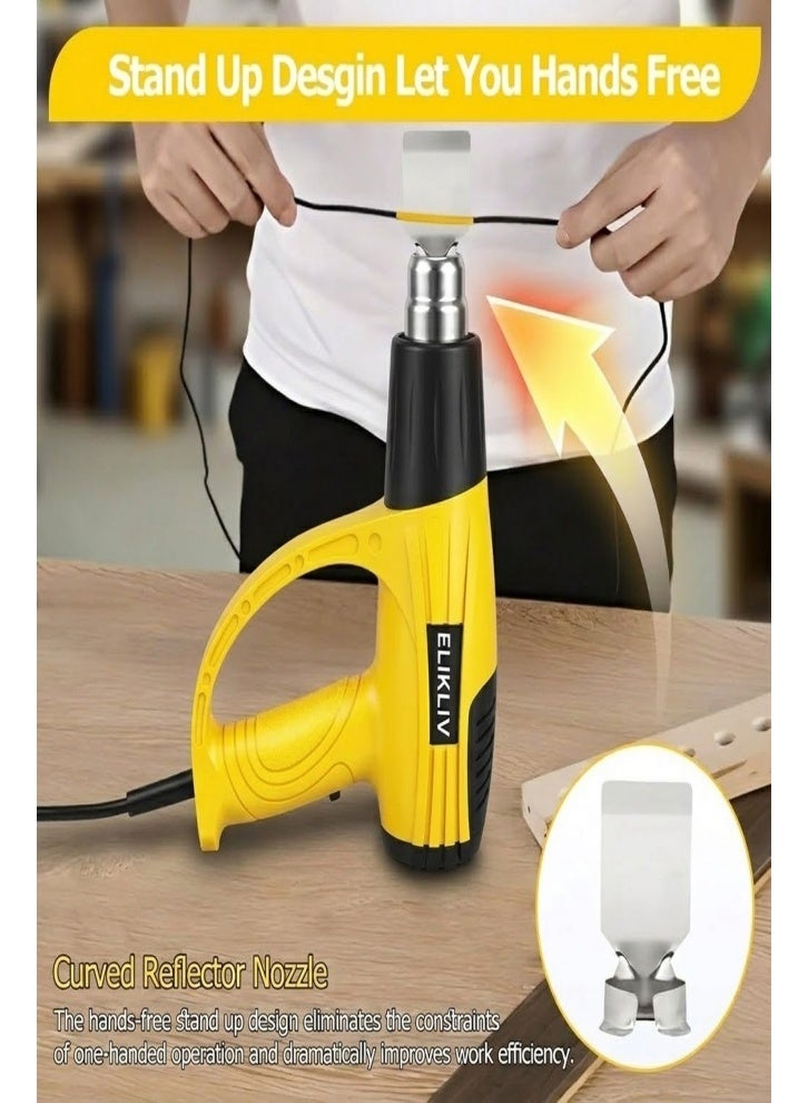 ELIKLIV Heat Gun 2000W, 60℃-600℃ Variable Temperature , Fast Heating 4 Nozzles for Crafts, Shrinking PVC, Stripping Paint - Image 3