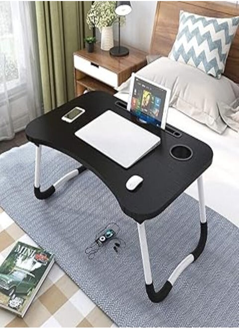 Smilee Foldable Laptop Table (Black, Small)