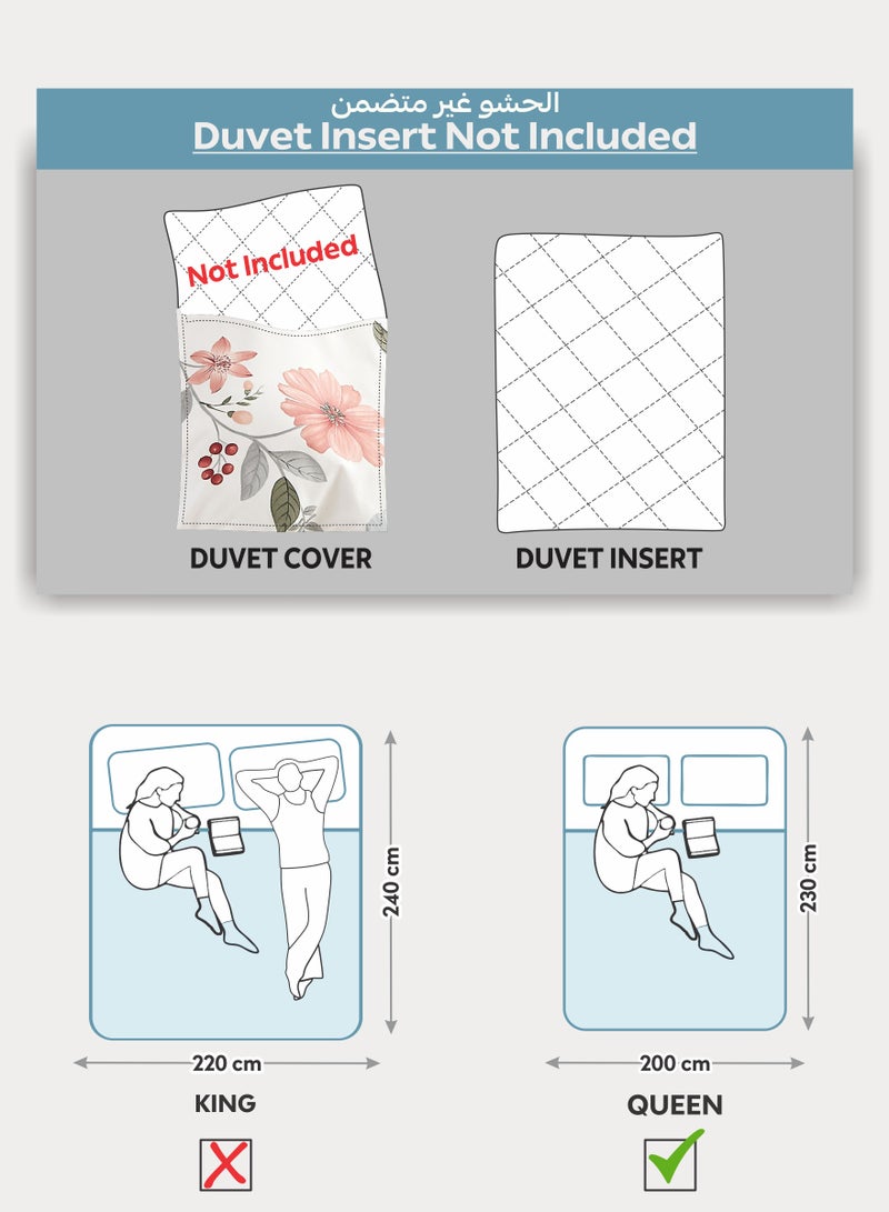 Donetella Printed Duvet Set, Queen Size 200x230 cm - 6-Pcs Bed Set, Microfiber Fabric - 1 Duvet Cover, 1 Fitted Sheet, 2 Pillow Shams, 2 Pillowcases (Filler Not Included) - Image 2