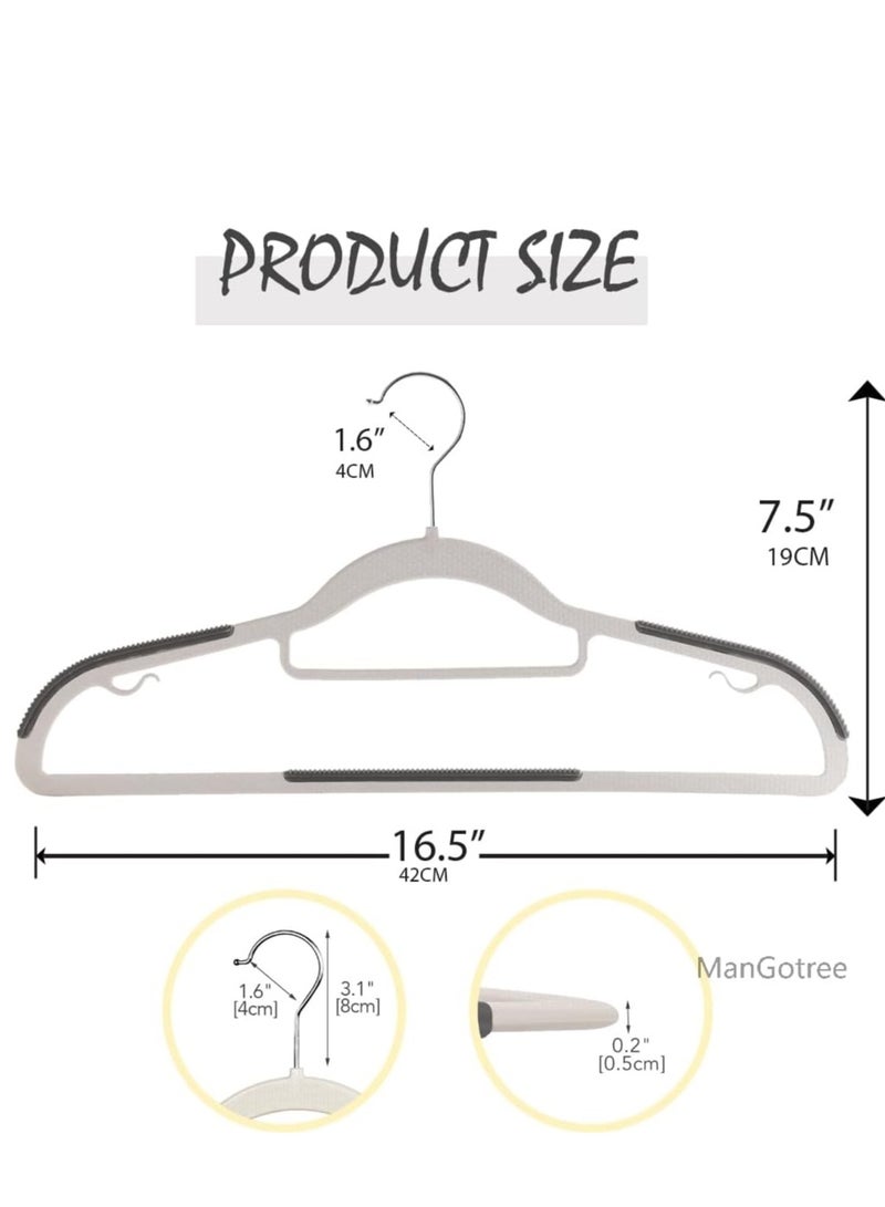 ManGotree 10-Pack Plastic Clothes Hangers, Ultra Thin Non-Slip Clothes Hanger Space Saving Coat Hangers, 360°Rotating Hook, Pant Hangers (RG-WT-GY) - Image 2