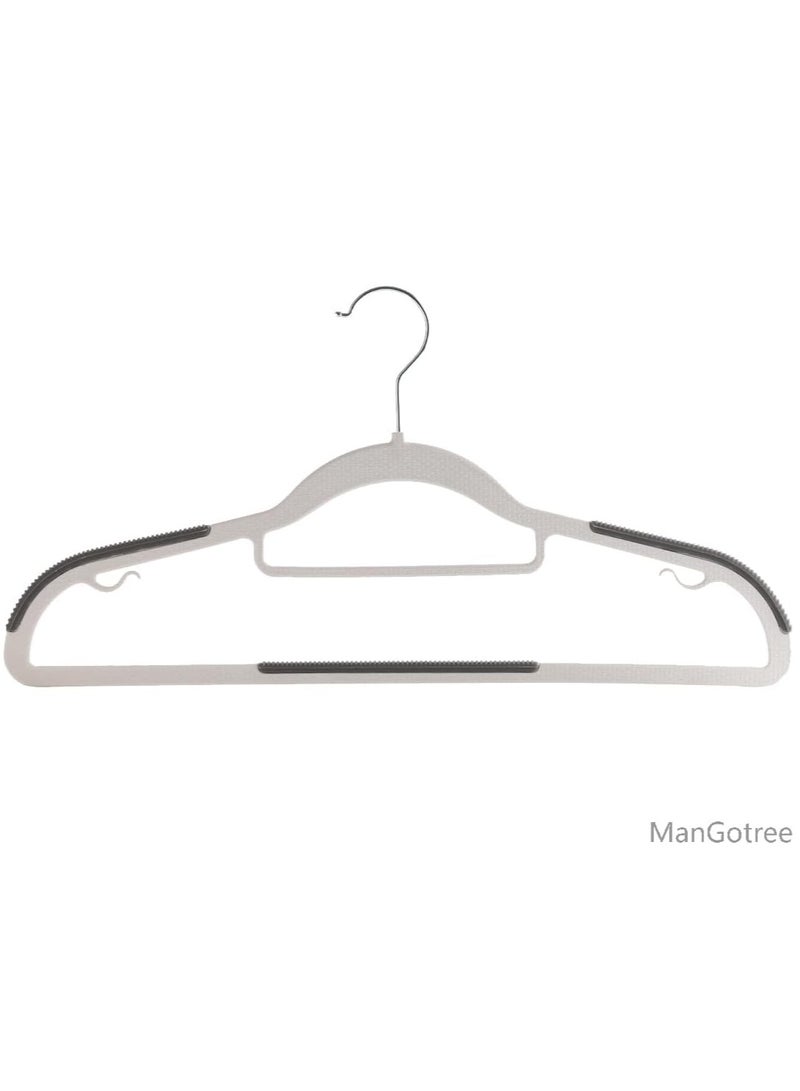 ManGotree 10-Pack Plastic Clothes Hangers, Ultra Thin Non-Slip Clothes Hanger Space Saving Coat Hangers, 360°Rotating Hook, Pant Hangers (RG-WT-GY) - Image 3