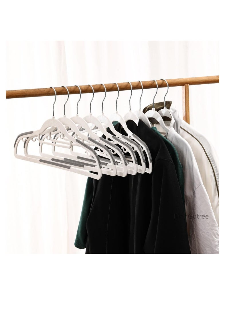 ManGotree 10-Pack Plastic Clothes Hangers, Ultra Thin Non-Slip Clothes Hanger Space Saving Coat Hangers, 360°Rotating Hook, Pant Hangers (RG-WT-GY) - Image 5